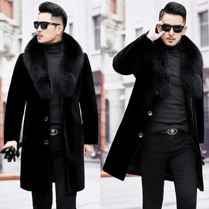 

Winter Men Outerwear Imitation Fur Jacket Cotton padded Parkas Men Parkas Cotton Liner Jackets Fake Fur Collar Male Parkas