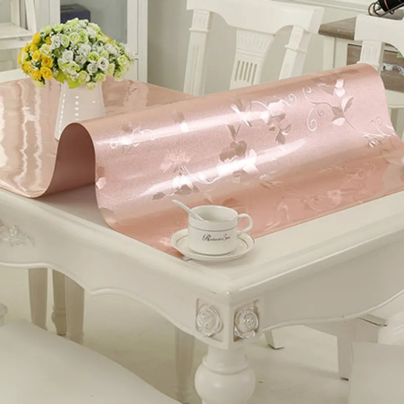 Водонепроницаемая скатерть из ПВХ с золотым узором подкладка для кухни