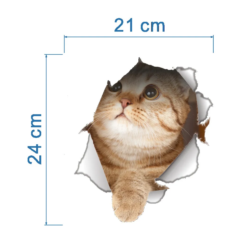 # S виниловая водостойкая 3D Наклейка на стену с изображением кота собаки дырка для