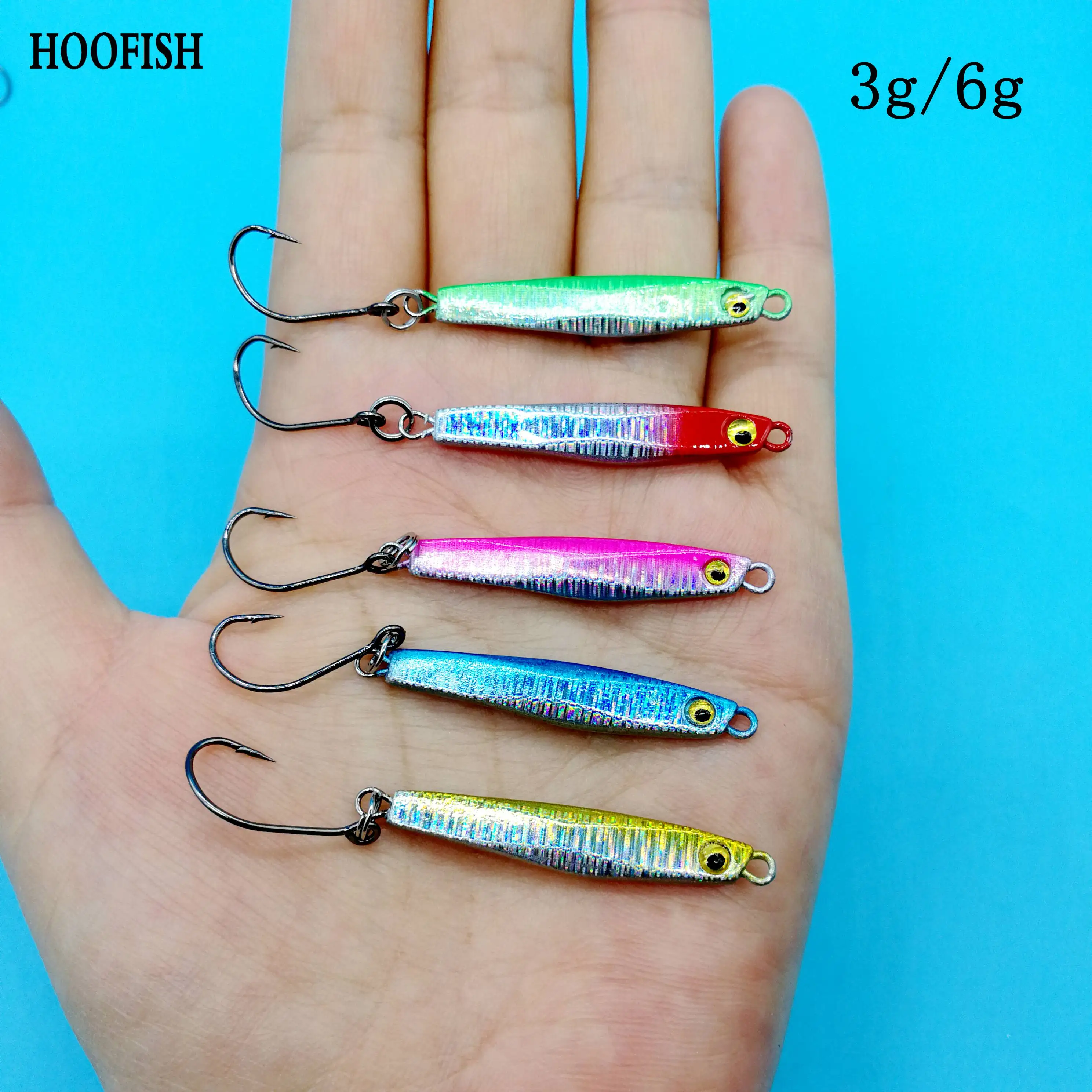 

HOOFISH 3PCS/lot small Mini fishing Lure 3g/6g single hook Trout Spoon Micro Metal Jig fishing bait fishing tools
