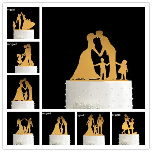

Новые одинаковые комплекты для семьи торт Топпер with1 или 2 Дети Жених и невеста свадебный торт Топпер ко дню рождения топперы для маленьких м...