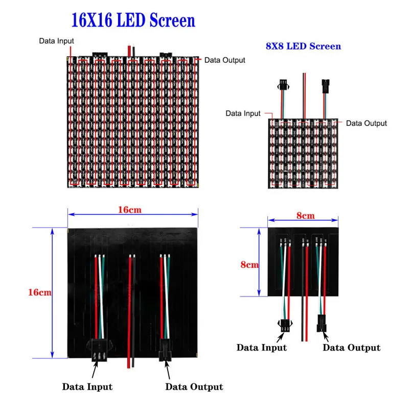 Панель Светодиодная WS2812B RGB 8x8 16x16 8x32 256 пикселей 5 в пост. Тока | Лампы и освещение