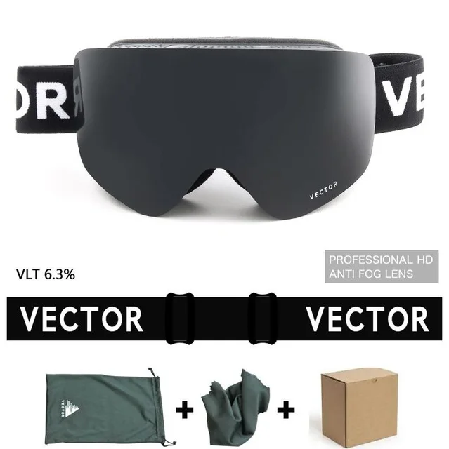black white Векторные брендовые лыжные очки мужские и женские двойные линзы UV400 противотуманные лыжные очки снежные очки Взрослые лыжные очки для сноуборда - Цвет: black white