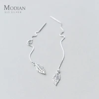 modian charm long tassel drop earrings classic 925 sterling silver dangle earring romantic tree leaf trendy fine jewelry gift
