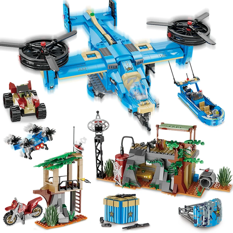 1084 Шт Военный технический Танк строительные блоки игрушка городской самолет