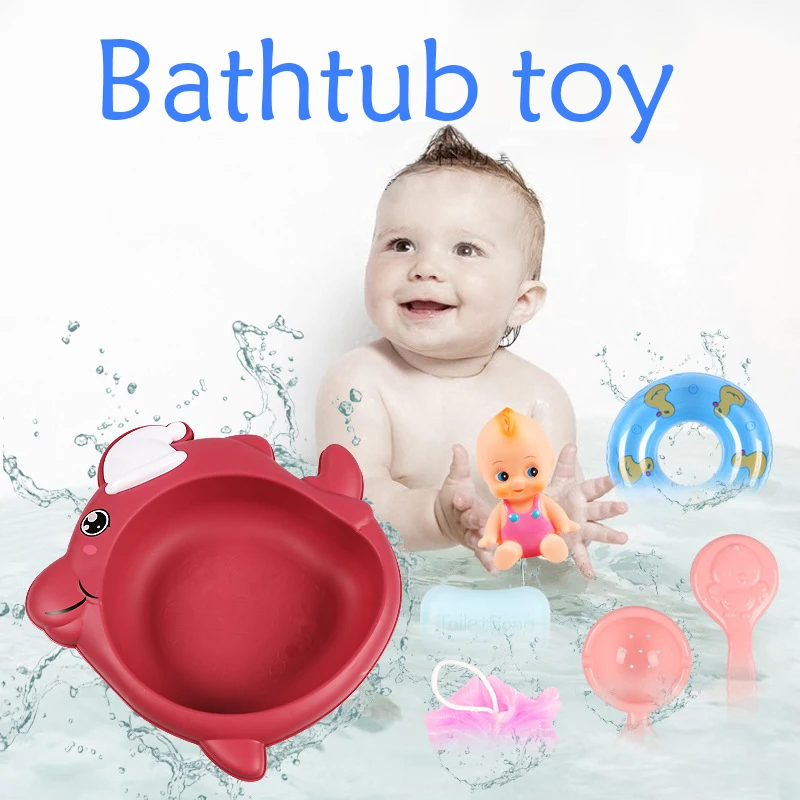 

Baby Doll Bath Toy Water Floating Toy Water Kid Shower Toys Plastic Bathtub With Set Classic For Baths Kid Washing Baby Toys