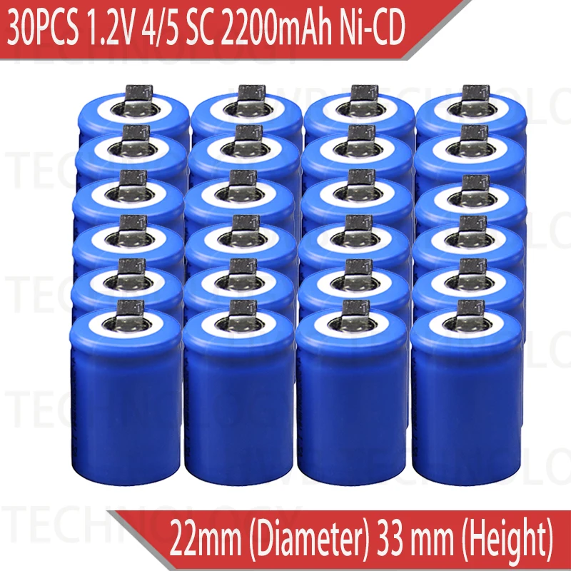 30X Ni Cd 4/5 SubC Sub C 1 2 V 2200mAh аккумуляторная батарея с Tab синий цвет бесплатная