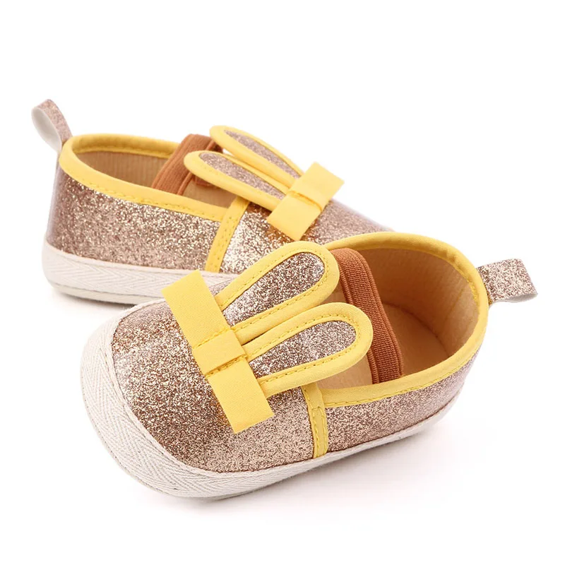 

Newborn Girls Boys Crib Shoes Soft Sole Anti-slip Baby Sneakers Sequins Rabbit style Shoes Toddler Baby Shoes First Walker