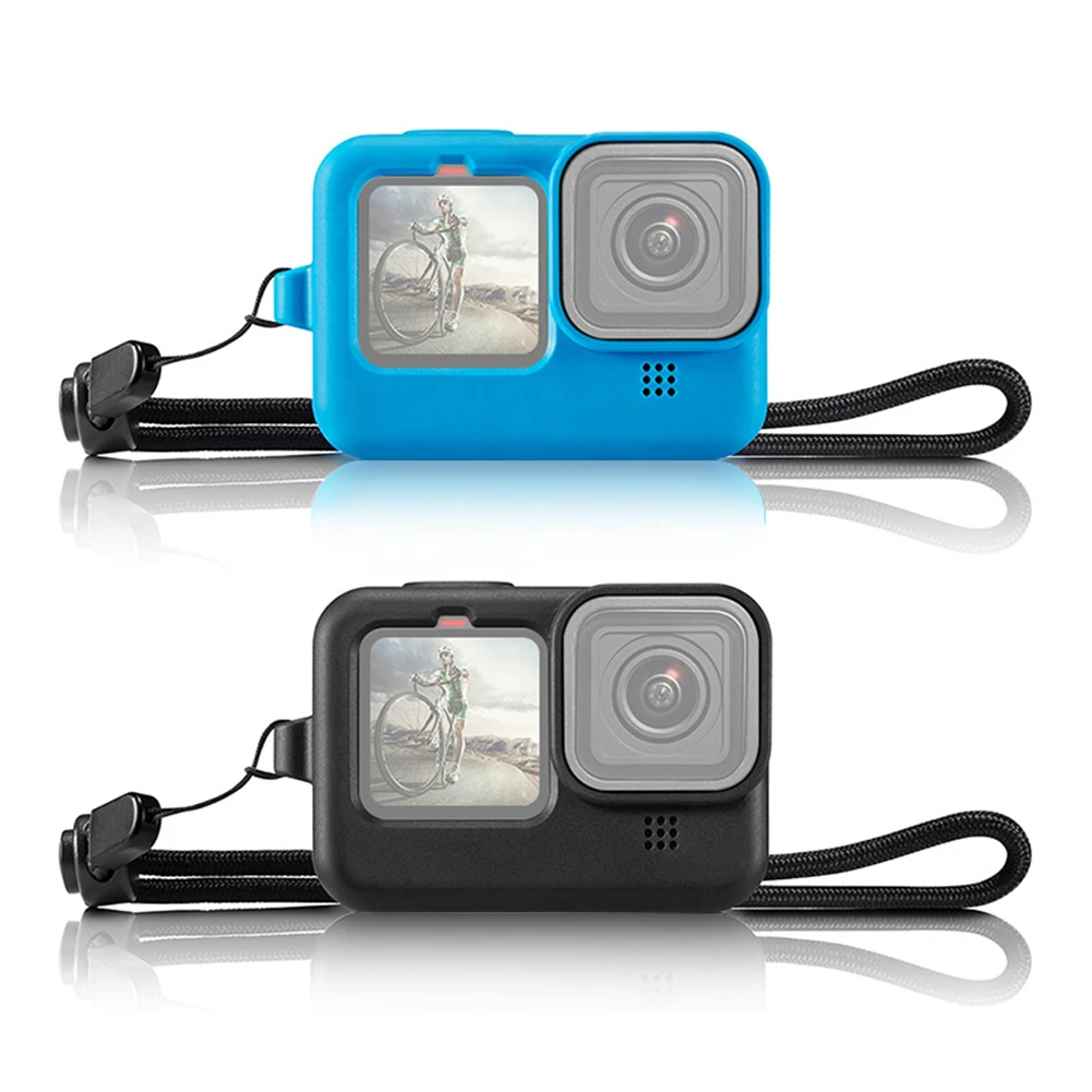 

Silicone Protective Case for GoPro Hero9 Black Action Camera Shell Housing Frame Cover with Wrist Strap+Lens Cap for GoPro Hero9
