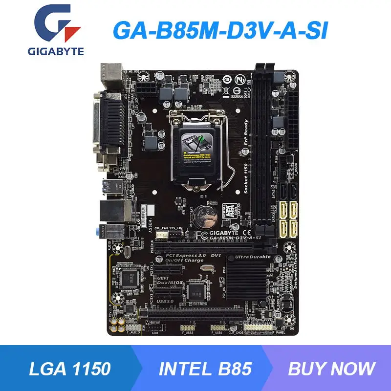 

GA-B85M-D3V-A-SI для Gigabyte LGA 1150 Intel B85 B85M десктопный ПК материнская плата DDR3 16 ГБ Core i3 i5 i7 процессор USB2.0 PCI-E X16 слот