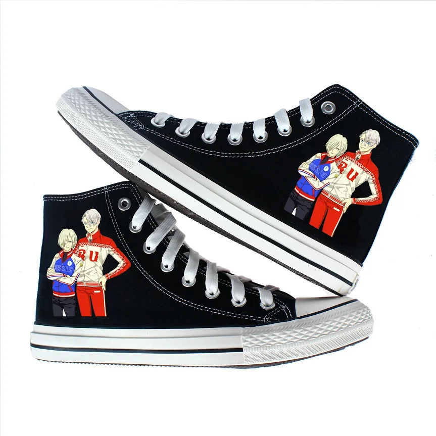 

Unisex Anime YURI!!! on ICE YURI Katsuki Victor Nikiforov Yuri Plisetsky Casual Canvas Shoes Rope Soled Canvas Flat Sneakers