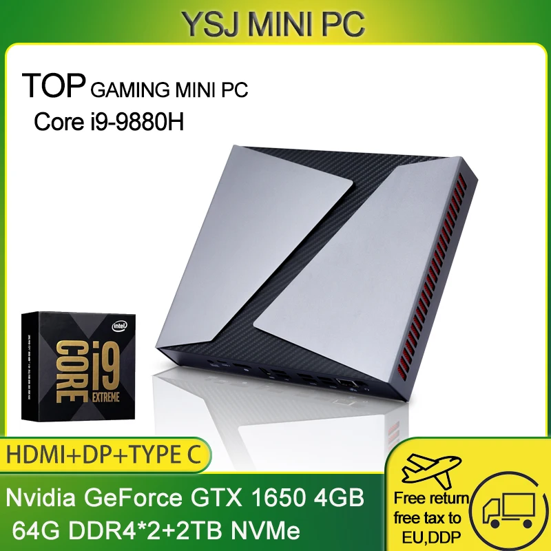 

New Gaming Computer Intel Core i9 9880H GTX1650 4G i7 9750H i5 9300H Mini Pc Windows10 Pro 2*DDR4 4K HDMI DP Type-C AC WiFi+BT