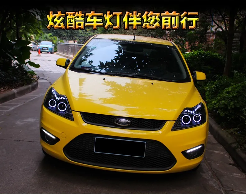 Hireno автомобильный Стильный чехол для Ford Focus 2009-2013 фары светодиодный фары DRL Объектив Двойной Луч Ксенон