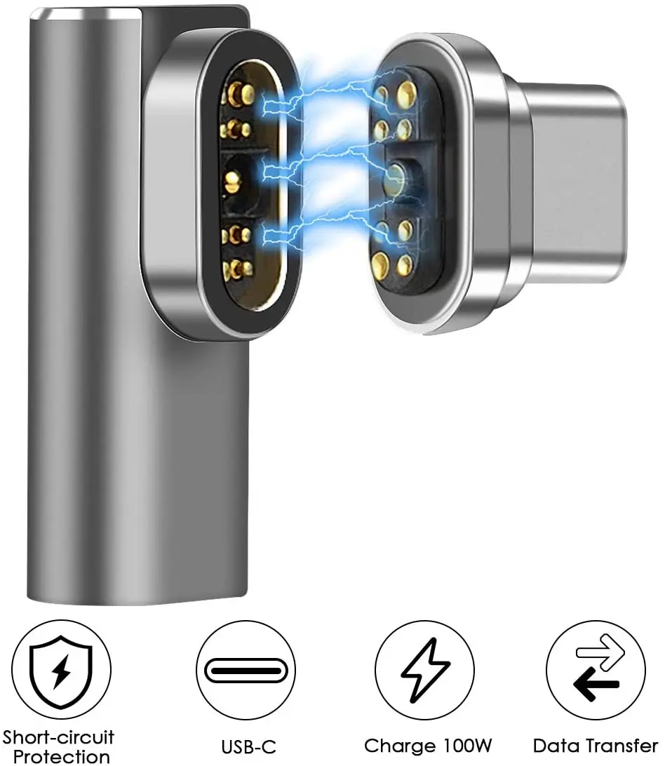 

Magnetic USB C Adapter,9Pins Support Charging 100W & 480Mb/s Data Transfer Compatible with MacBook Pro/Air Type C Device/HP/Dell