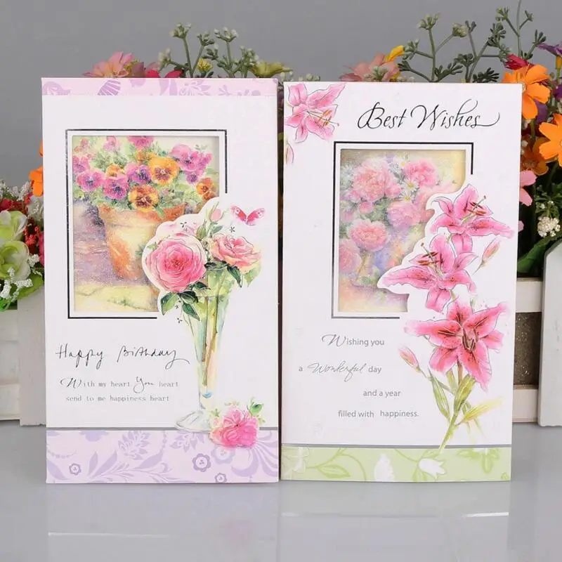 

10pcs/lot High-end Hot Stamping Hollow Birthday Card Floral Mother's Day Valentine's Day Universal Greeting Card
