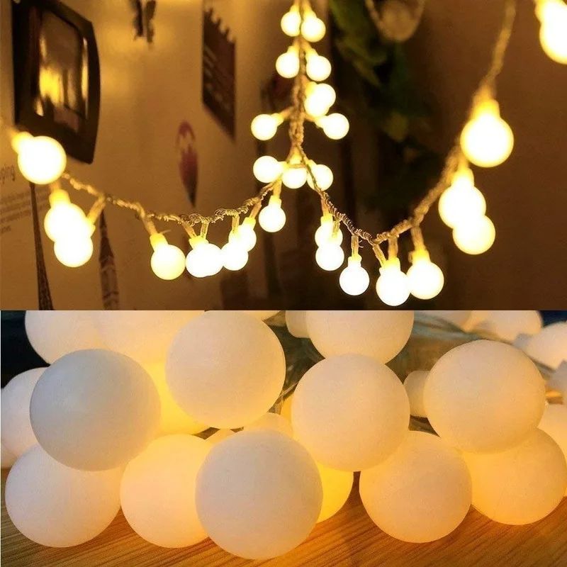 

10/20/50 LED Ball String Lights Ball Chain Fairy Garland Bulb Light Waterproof For Outdoor Wedding Christmas Party Home Decor