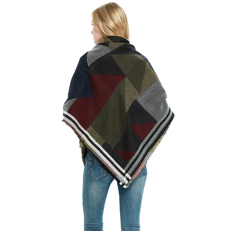 Европейская американская Берцовая Геометрическая квадратная шаль из