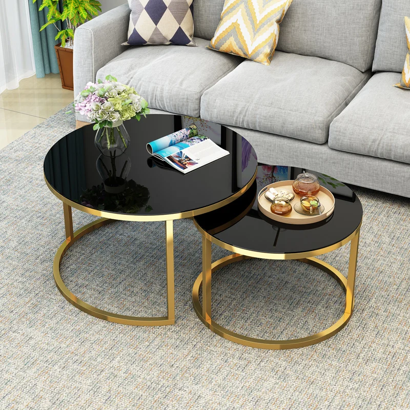

High Quality Tempered Glass Coffee Table Nordic Living Room Home Creative Wrought Iron Side Table Tea Table Round Corner Table
