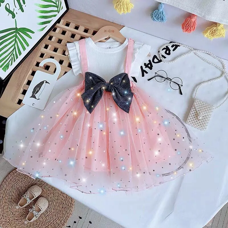 

Kids Girls Summer Clothes Set Fashion Princess Children Clothing Short T-Shirt 3-7 Y Girls Tutu Skirt+Tops Princess Clothes Set