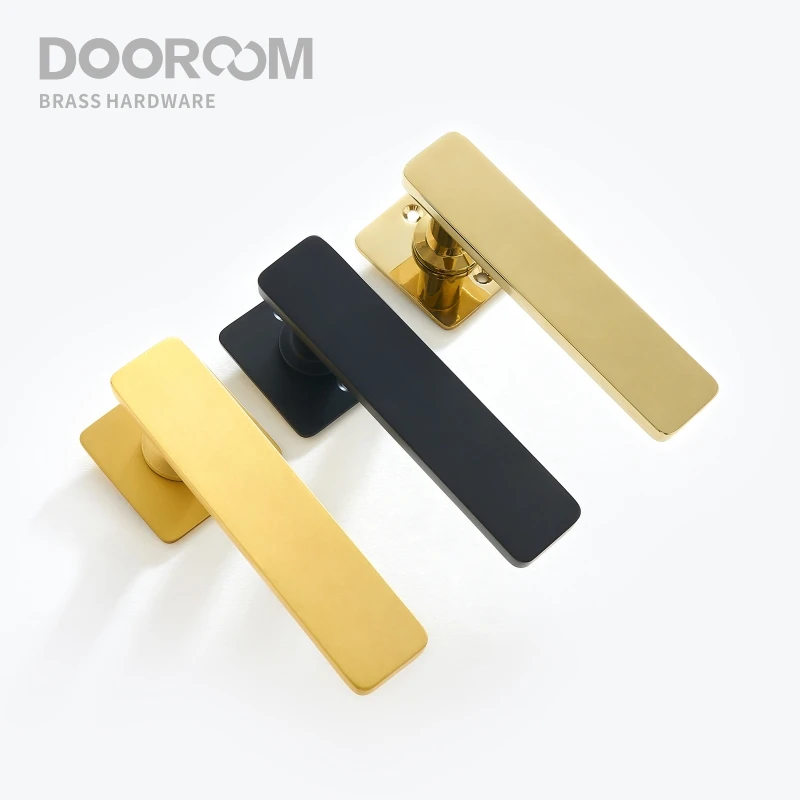 Дверной рычаг из латуни Dooroom ультратонкий бесшумный современный черный золотой