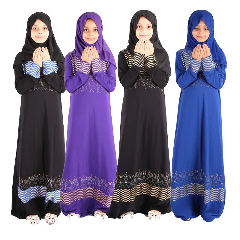 

2021 Eid Mubarak Kids Абая для девочек Турция Hijab 2 шт. мусульманское платье кафтан Дубайский кафтан Abayas Рамадан Elbise Исламский подарок одежда