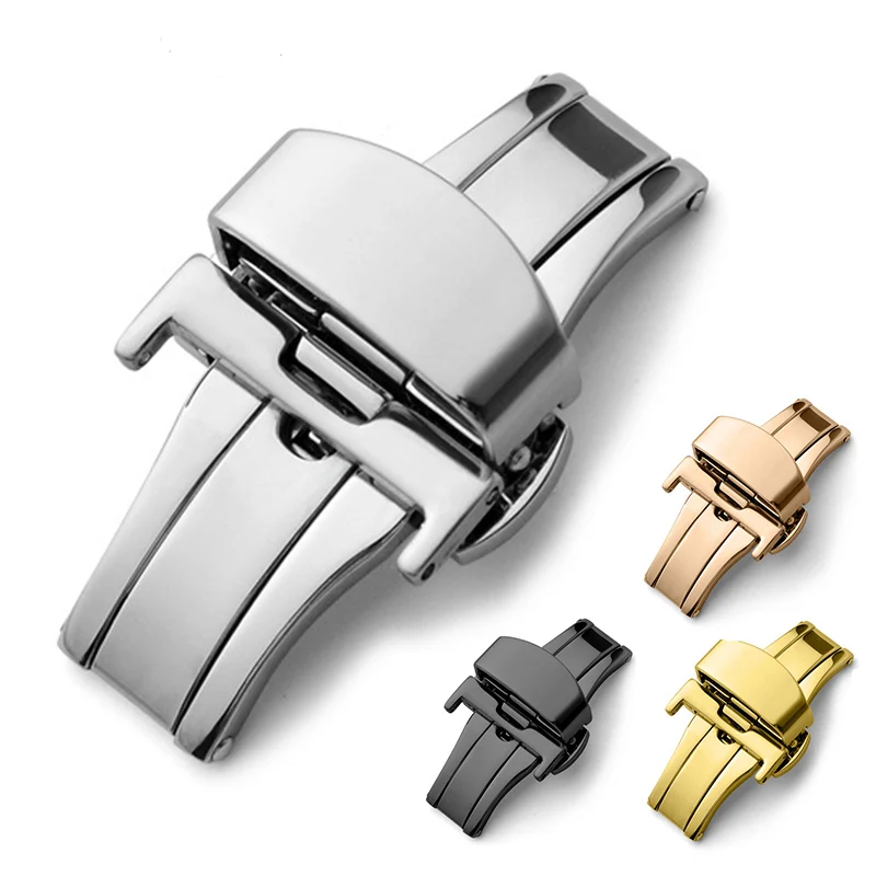 

Double Click Butterfly Automatic Buckle Push Button Fold Clasp 16mm 18mm 20mm 22mm 24mm Watchband Buckles Watch Accessories