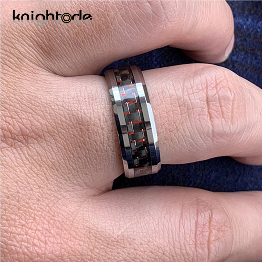 8 мм высокое качество карбида вольфрама обручальное кольцо черный/красный