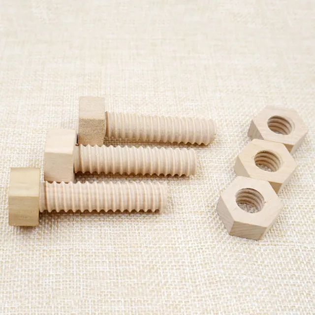 Early Education Educational Screw Nut Assembling Wooden Toy Solid Wood Screw  Nut Hands-On Teaching Aid Educational Toy For Child