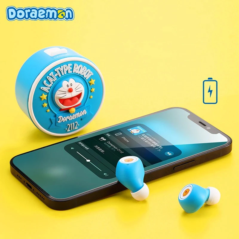 

New ROCK Doraemon True wireless Bluetooth 5.1 headphones Doraemon TWS stereo sport earphone earbuds with Charging storehouse