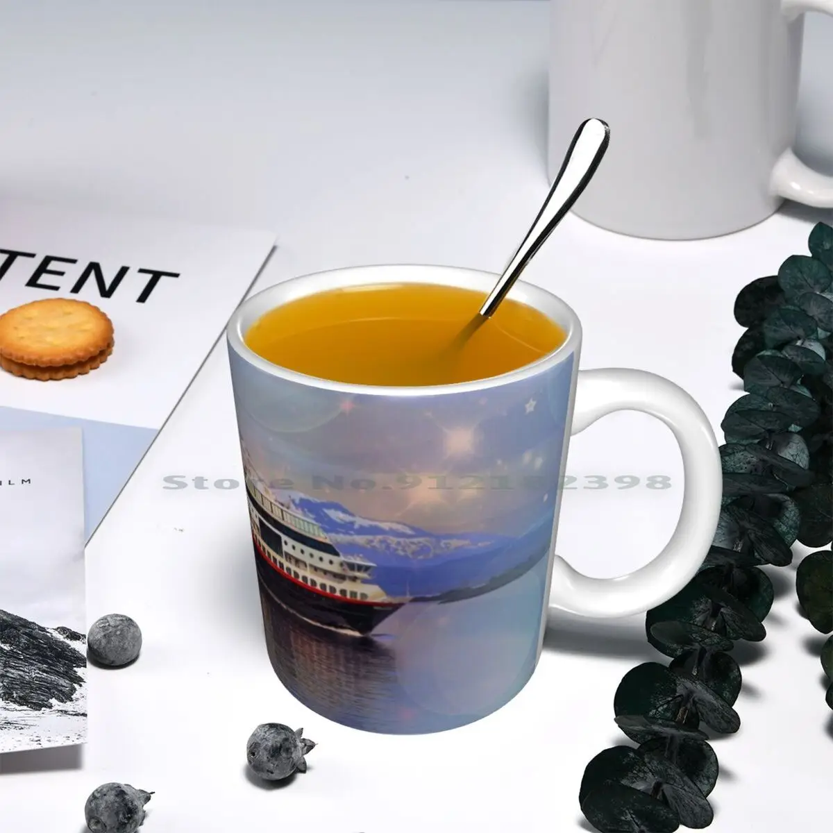 Winter Wonder Land Ceramic Mugs Coffee Cups Milk Tea Mug Norway Molde Ship Hurtigruten Cristmascard Water Sea Ocean Reflections | Дом и сад