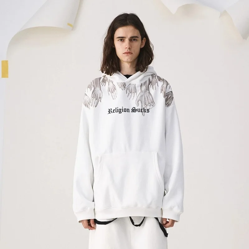 Женская толстовка с капюшоном и принтом в стиле панк-рок | одежда