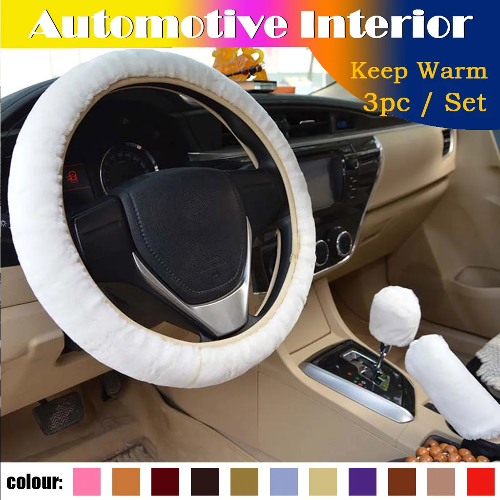Плюшевый чехол рулевого колеса автомобиля мягкий зимний теплый товар