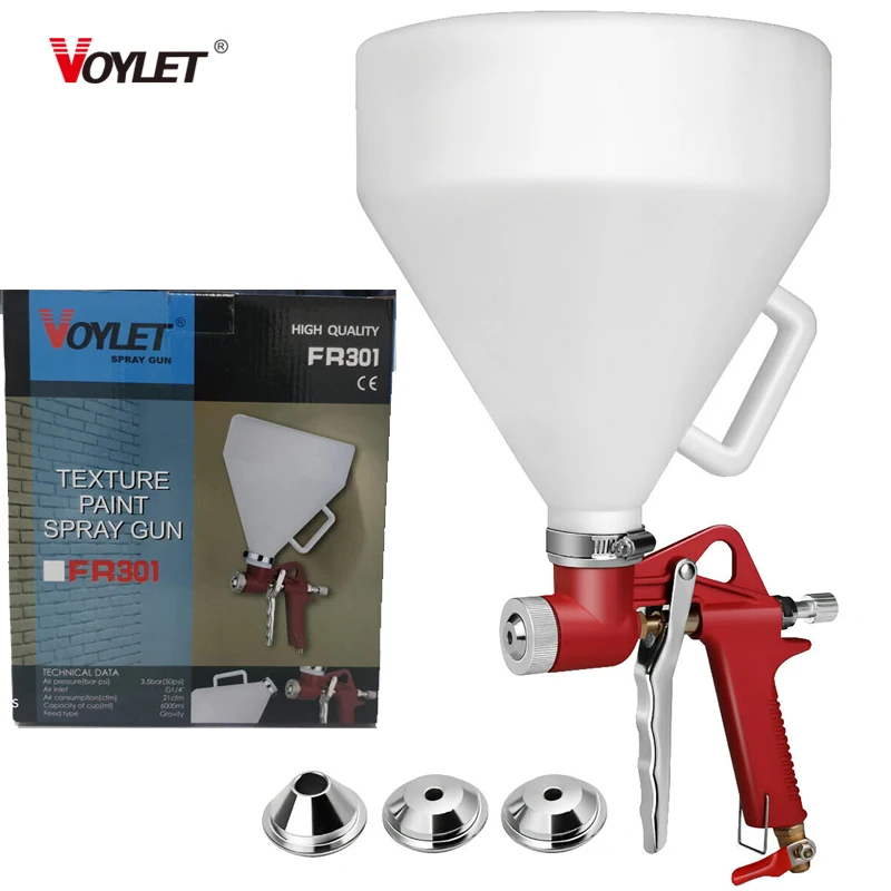 Voylet FR301 Air Hopper Spray Gun with 4.0mm/6.0mm/8.0mm Nozzle, Paint Texture Tool Drywall Wall Painting Sprayer
