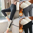 Зимние женские леггинсы, бархатные теплые брюки, леггинсы с высокой талией, Женские однотонные леггинсы, удобные теплые эластичные леггинсы