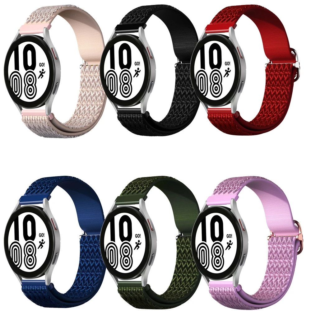 

Nylon Elastic Strap for Samsung Galaxy Watch4 40mm 44mm Solo Loop Adjustable Band for Galaxy Watch4 Classic 42mm 46mm