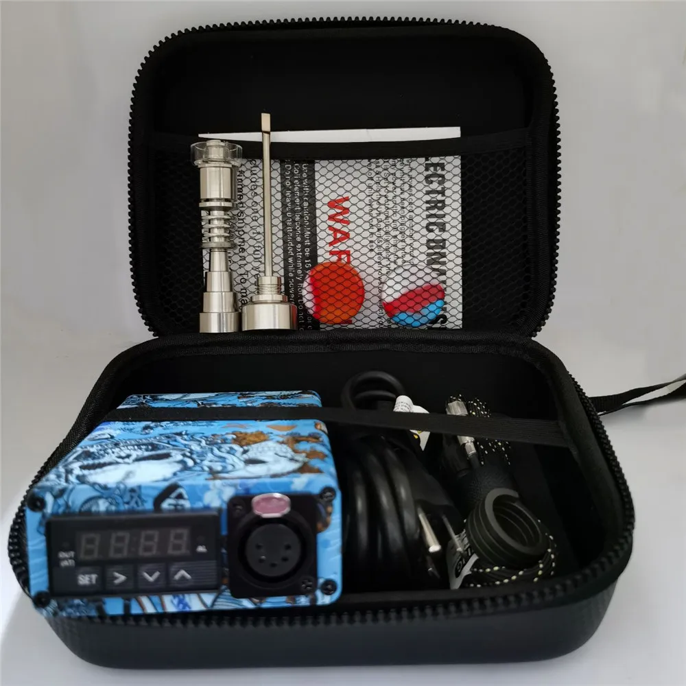 Graffiti Enail Dab Kit Electric Nail Pen Rig Wax PID TC Box with Coil Heater 6 in 1 Hybrid Ti&ampQuartz for glass bongs |