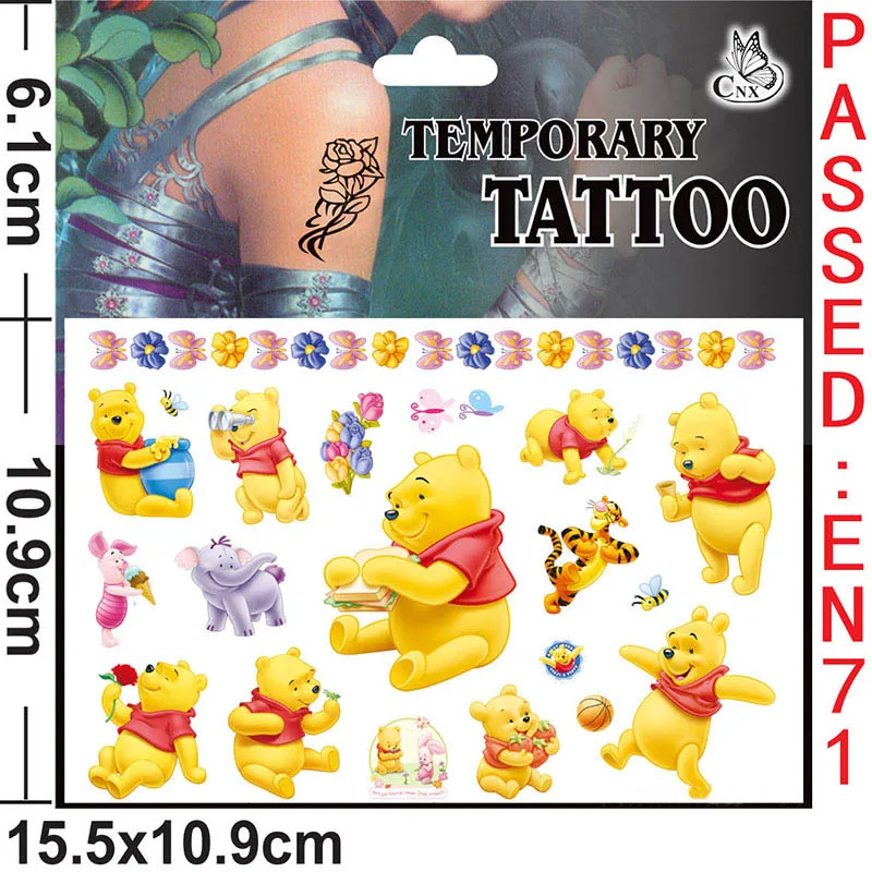 Tattoo sticker Набор украшений Винни-Пуха для детской вечеринки на день рождения, принадлежности для вечеринки Винни на день рождения, набор для вечеринки на день рождения, вечерние принадлежности - Цвет: Tattoo sticker