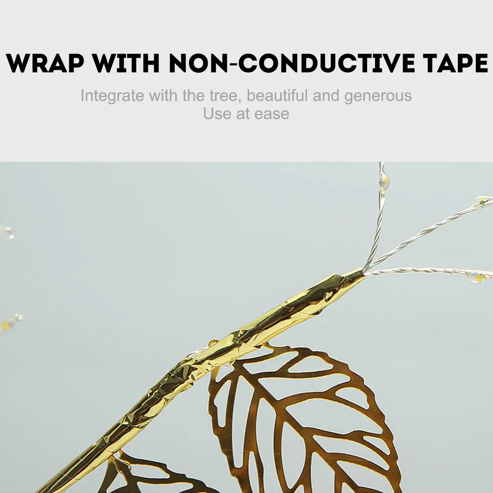 Светодиодная лампа на дерево теплый светильник медная с золотыми листьями