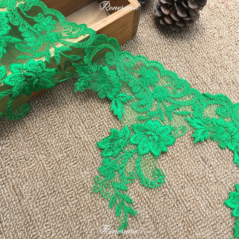 Изящная золотистая нить 1 м зеленого цвета модная вышивка кружевная ткань для