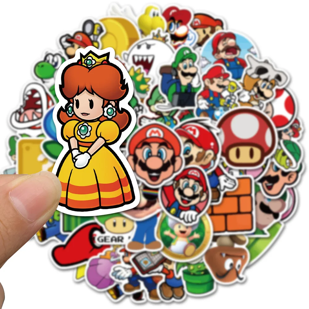 10/30/50 uds juego de Super Mario pegatinas para pared decoraci&oacute;n nevera de la bici de la motocicleta refrigerador pegatinas para coche ordenador port&aacute;til juguete de dibujo animado para ni&ntilde;os-3