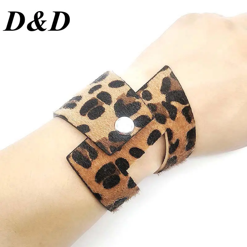 D & Новые популярные треугольные круглые модные кожаные браслеты с леопардовым