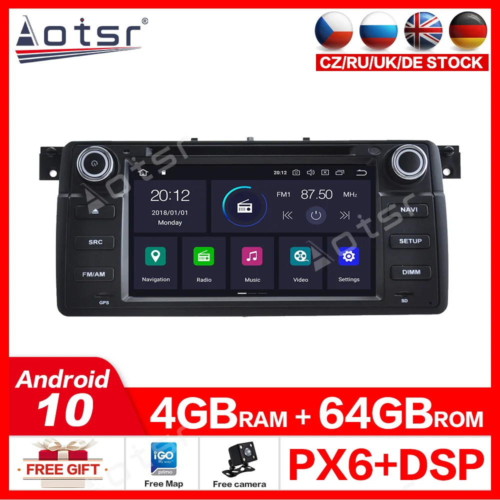 Android 10 0 PX6 шестиядерный процессор 4 Гб + 64 ГБ для BMW E46 1998 2005 Мультимедиа GPS навигация