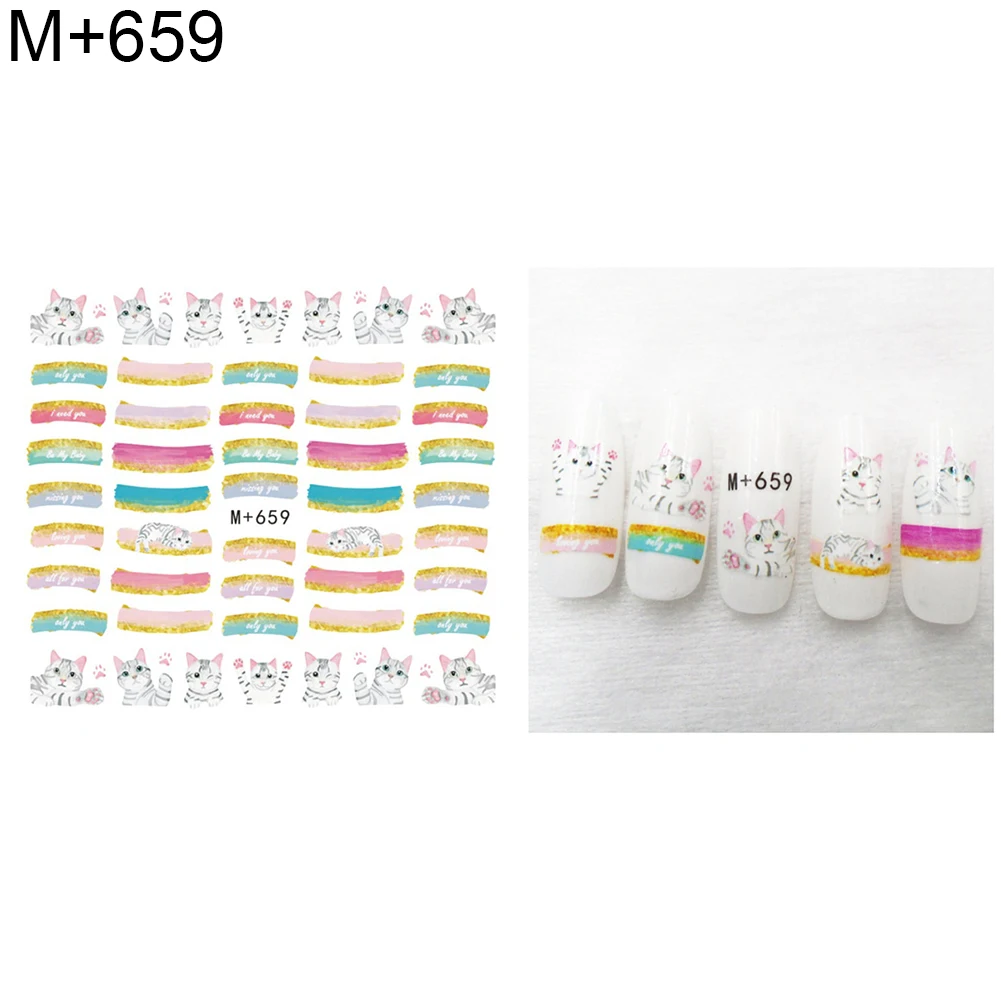 Наклейка для ногтей с изображением мультяшных животных фруктовых деревьев