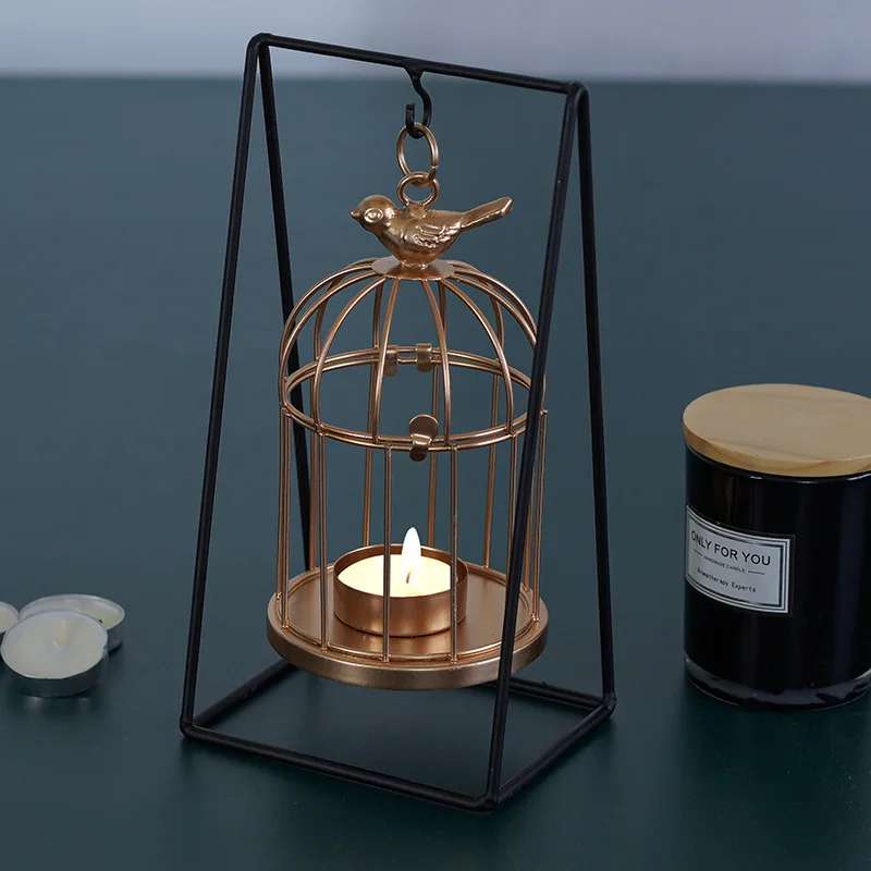 Забавный креативный подсвечник в скандинавском стиле виде клетки для птиц
