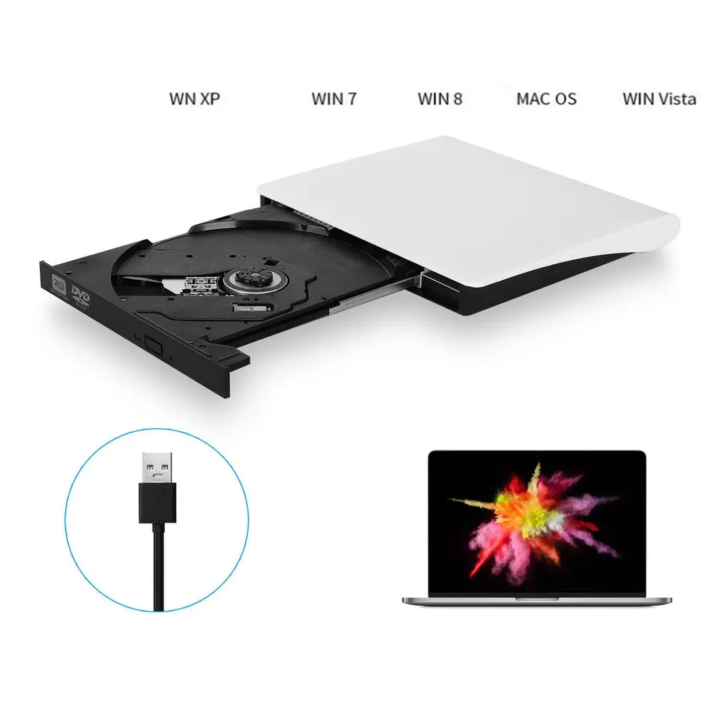 USB 3.0 External DVD/CD/ VCD Burner High Speed Slim DVD Drive DVD-ROW CD-RW |