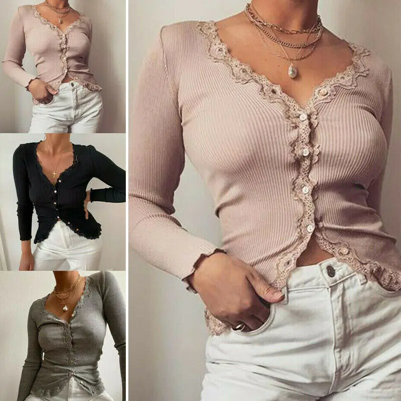 Женский трикотажный свитер с V-образным вырезом джемпер длинным рукавом и