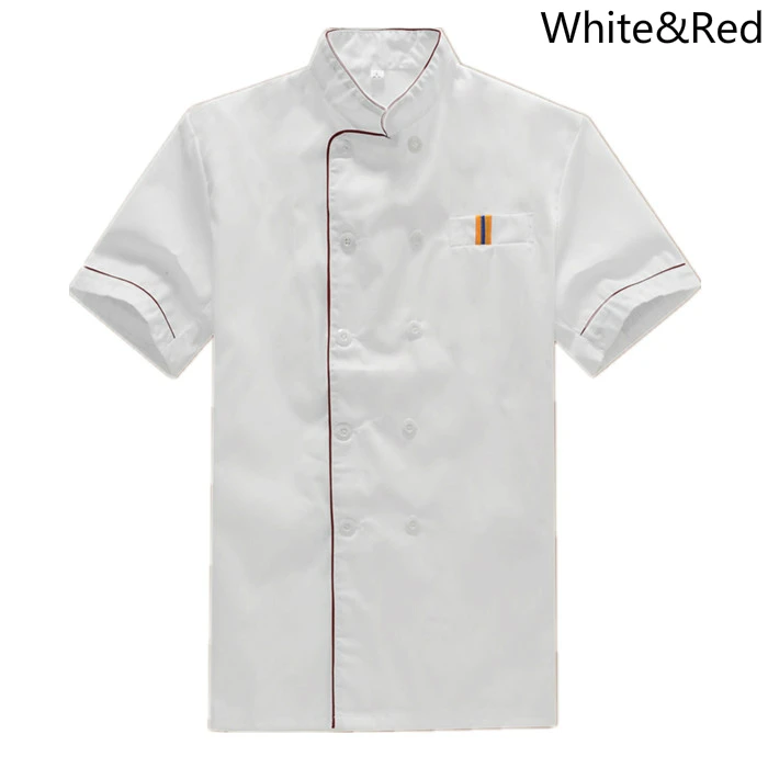 Short Sleeve Шеф-повара Ресторан униформа повара пальто с длинным рукавом пуговицы куртка для мужчин женщин бариста Бейкер рубашки официанта Рабочая одежда - Цвет: Short Sleeve
