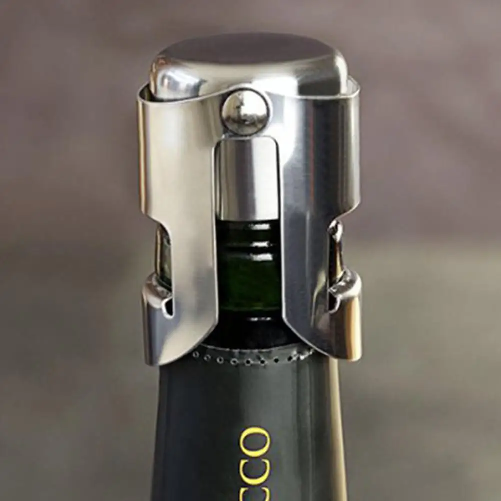 

Portable Stainless Steel Champagne Stopper Cork Sparkling Wine Bottle Plug Sealer Push-type Inflatable Champagne Plug Cap