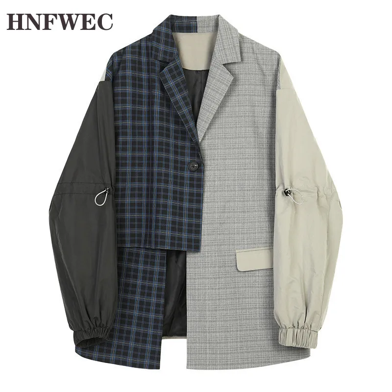 Женский синий клетчатый ассиметричный блейзер большого размера новая свободная