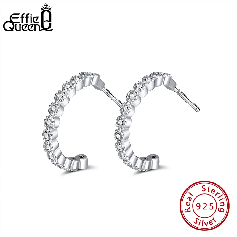 Effie queen женские серьги гвоздики из чистого 925 пробы серебра AAAA циркон CZ для свадьбы
